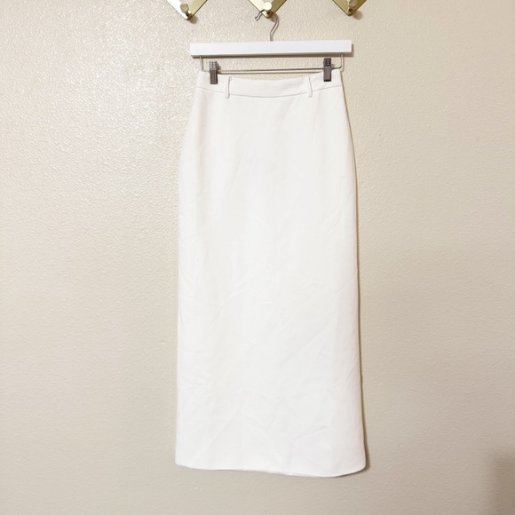 Pixie Market Nia White Fitted Belt Loop Back Slit Midi Skirt Shopbop $138 small - Picture 11 of 11